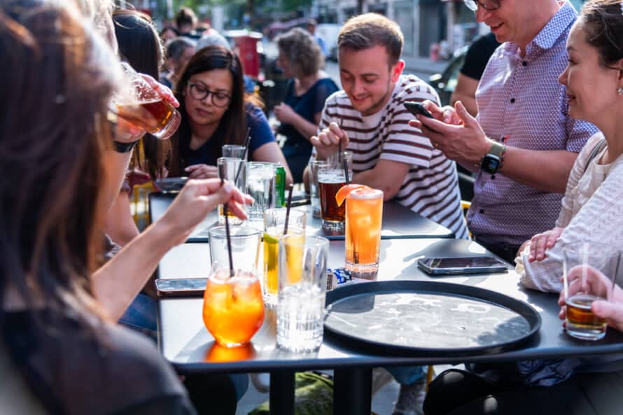 group of friends drinking cocktails at whistlepunks