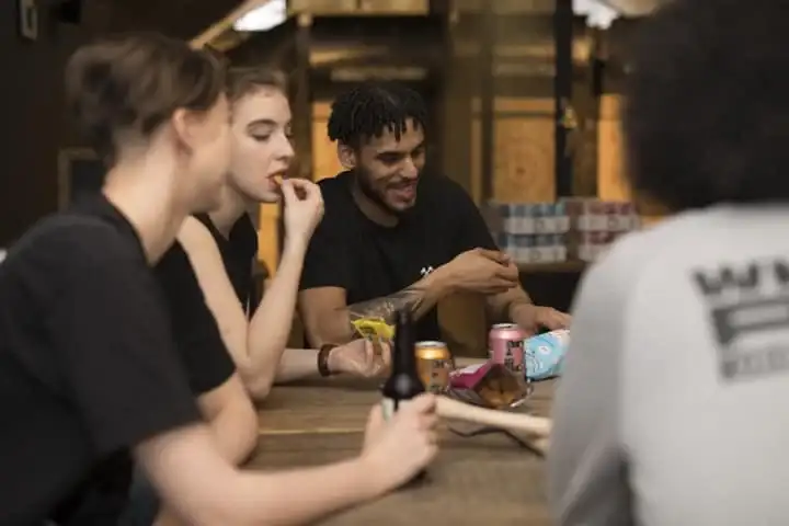 group eating and drinking