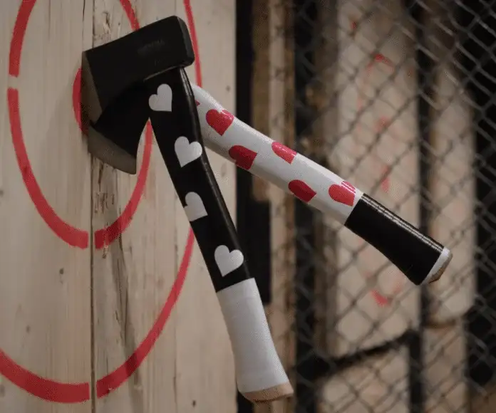 2 valentines themed throwing axes